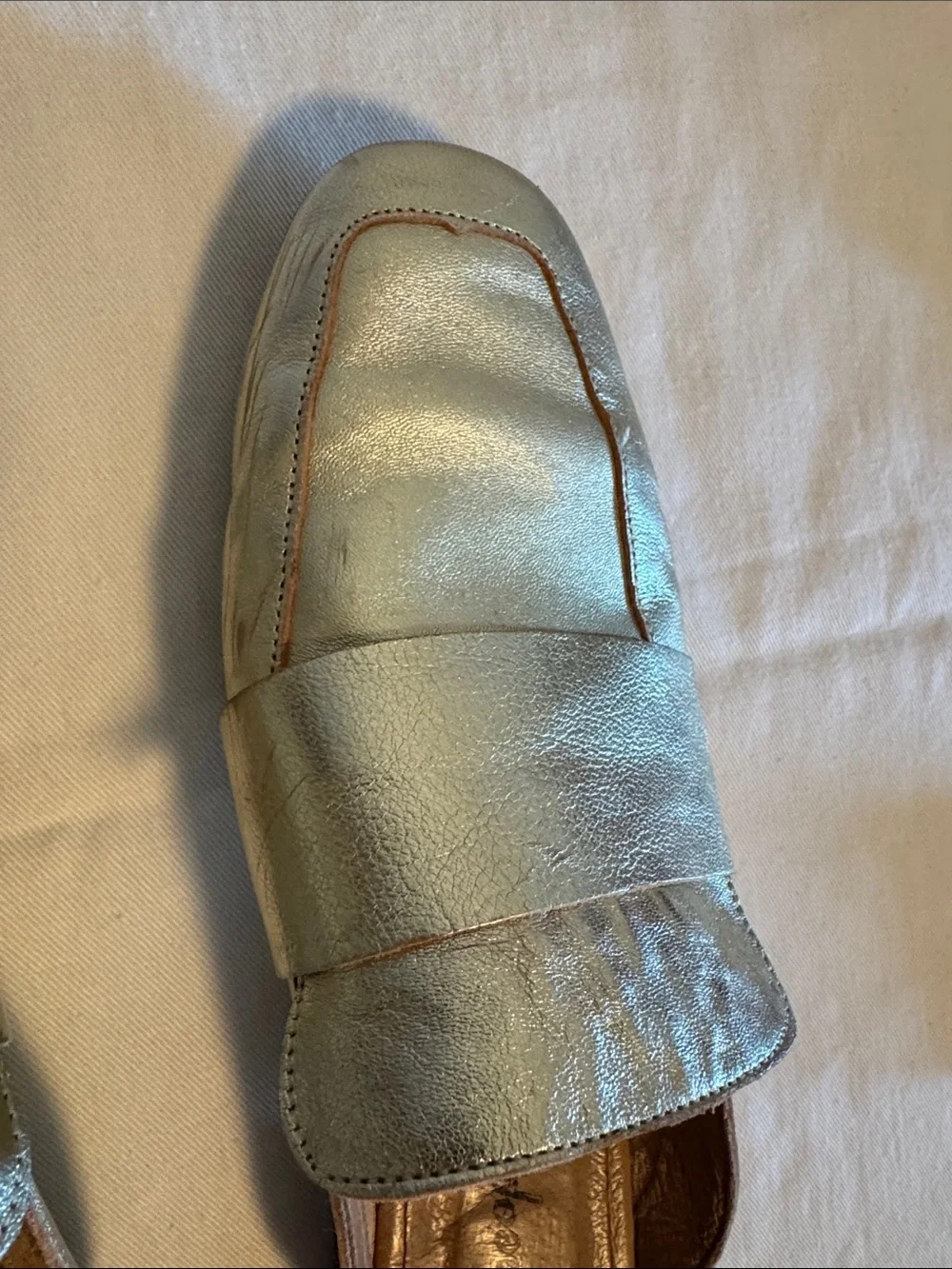 Free People gold metallic slip on loafers